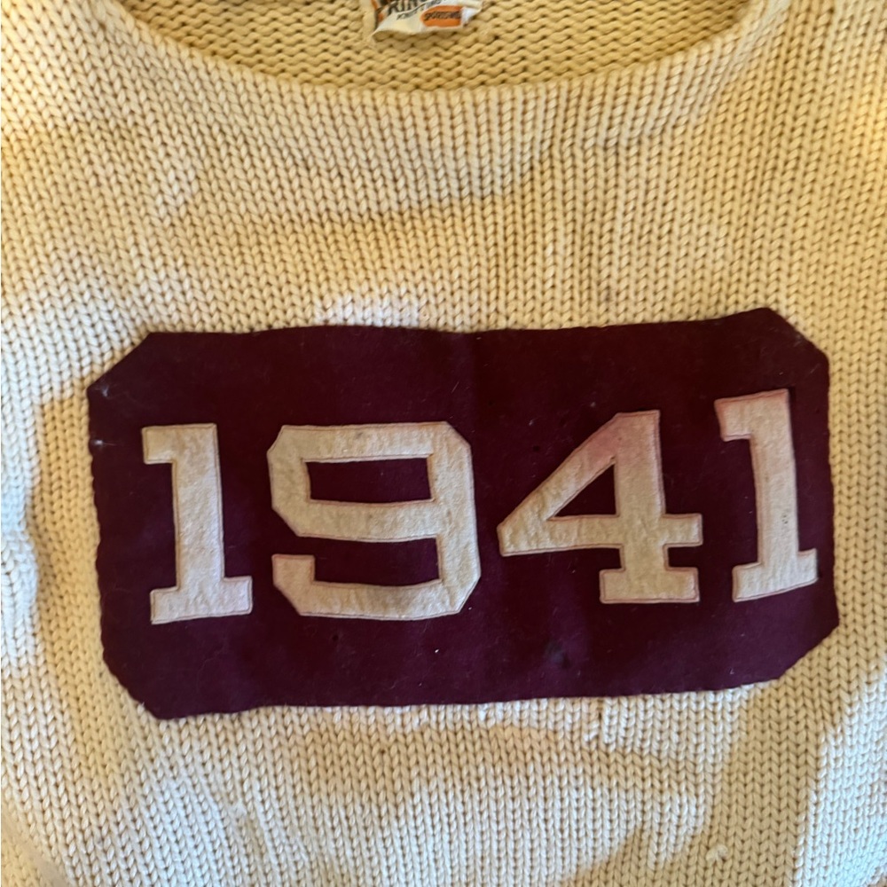 Princeton Knitting Mills 1949 Vintage Letterman Boatneck Sweater - Picture 4 of 4